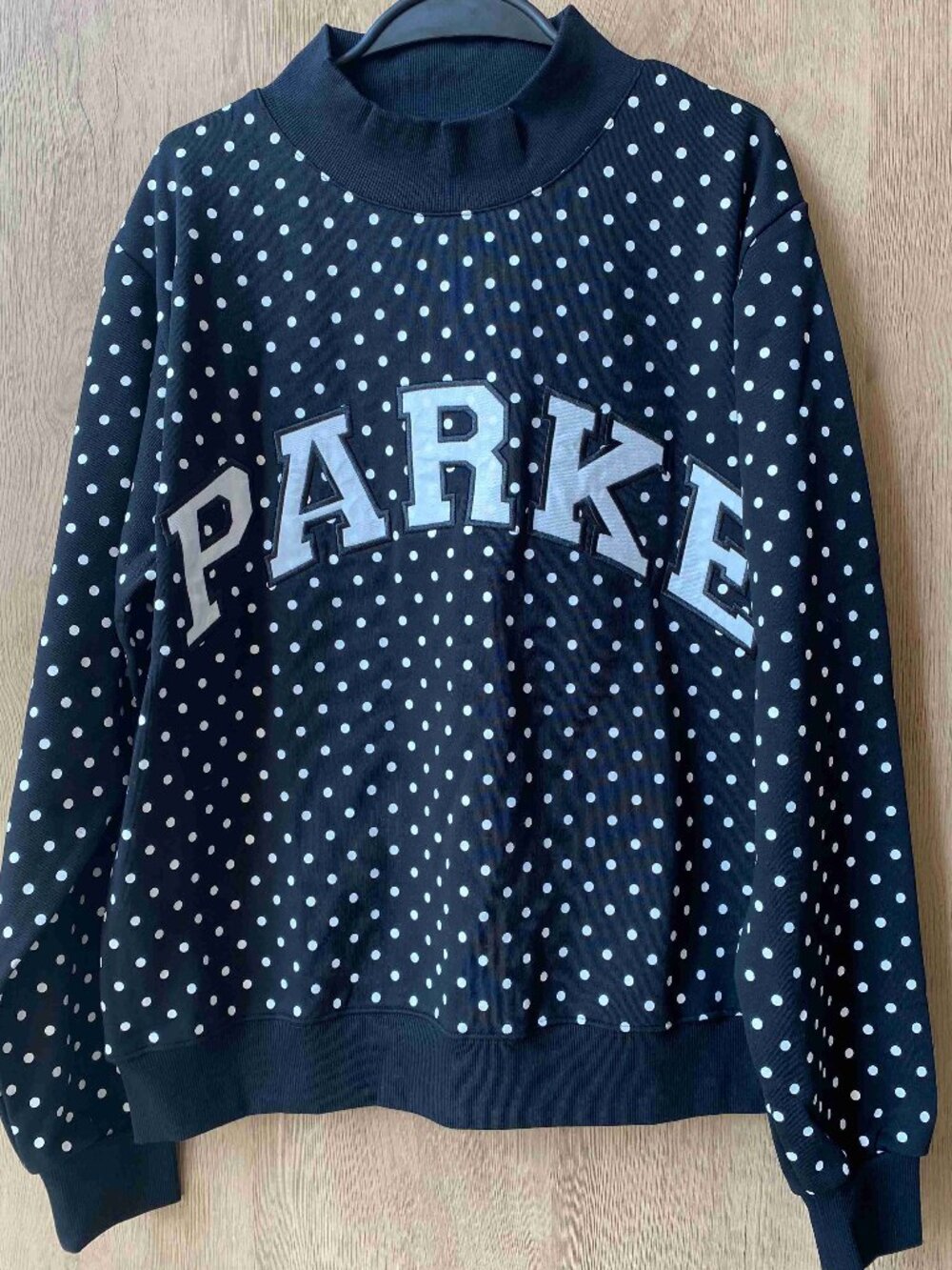 PARKE Black Polka Dot Mock Neck Sweatshirt
